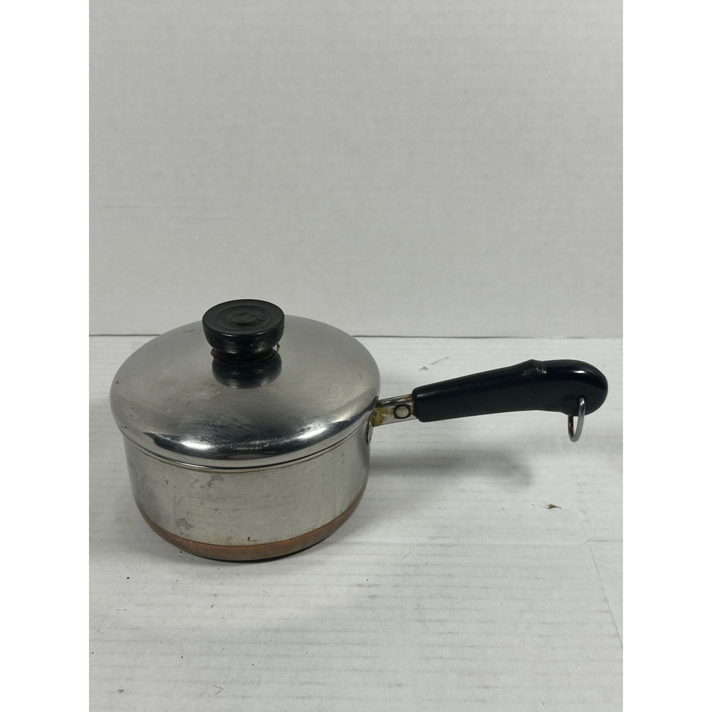 Revere Ware 1 Qt Saucepan with Lid Copper Clad Bottom Stainless Steel 1801 USA
